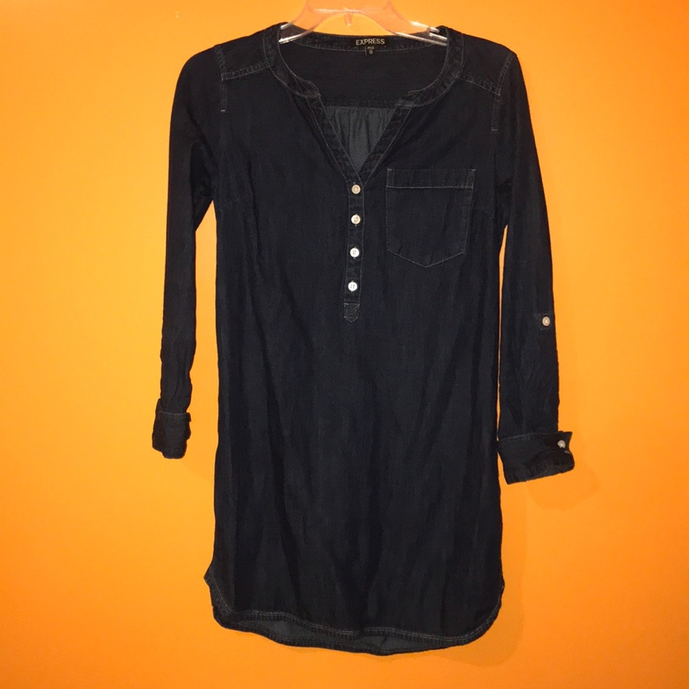 Express Denim Long Sleeve Shift Dress
